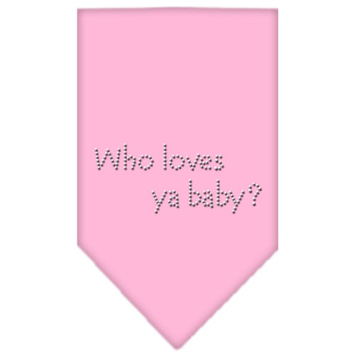 Who Loves Ya Baby Rhinestone Bandana Light Pink Large